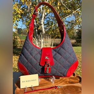 Burberry Quilted Denim Quilted Small Brook Hobo NWT